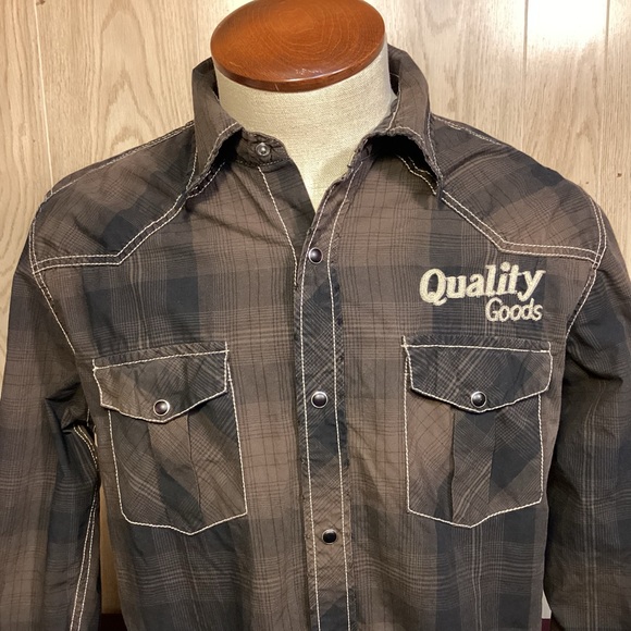 BKE Vintage 67 Mens snap button shirt Quality Goods size large - Picture 2 of 10